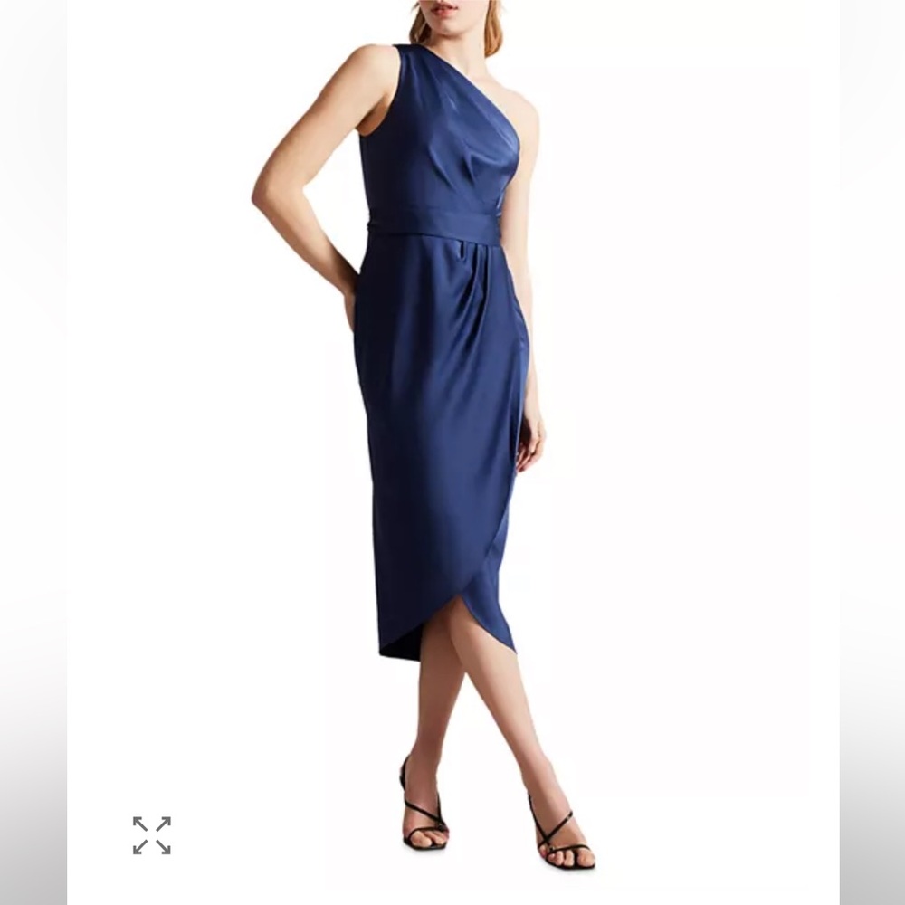 Ted Baker Navy One-Shoulder Dress Sz 3